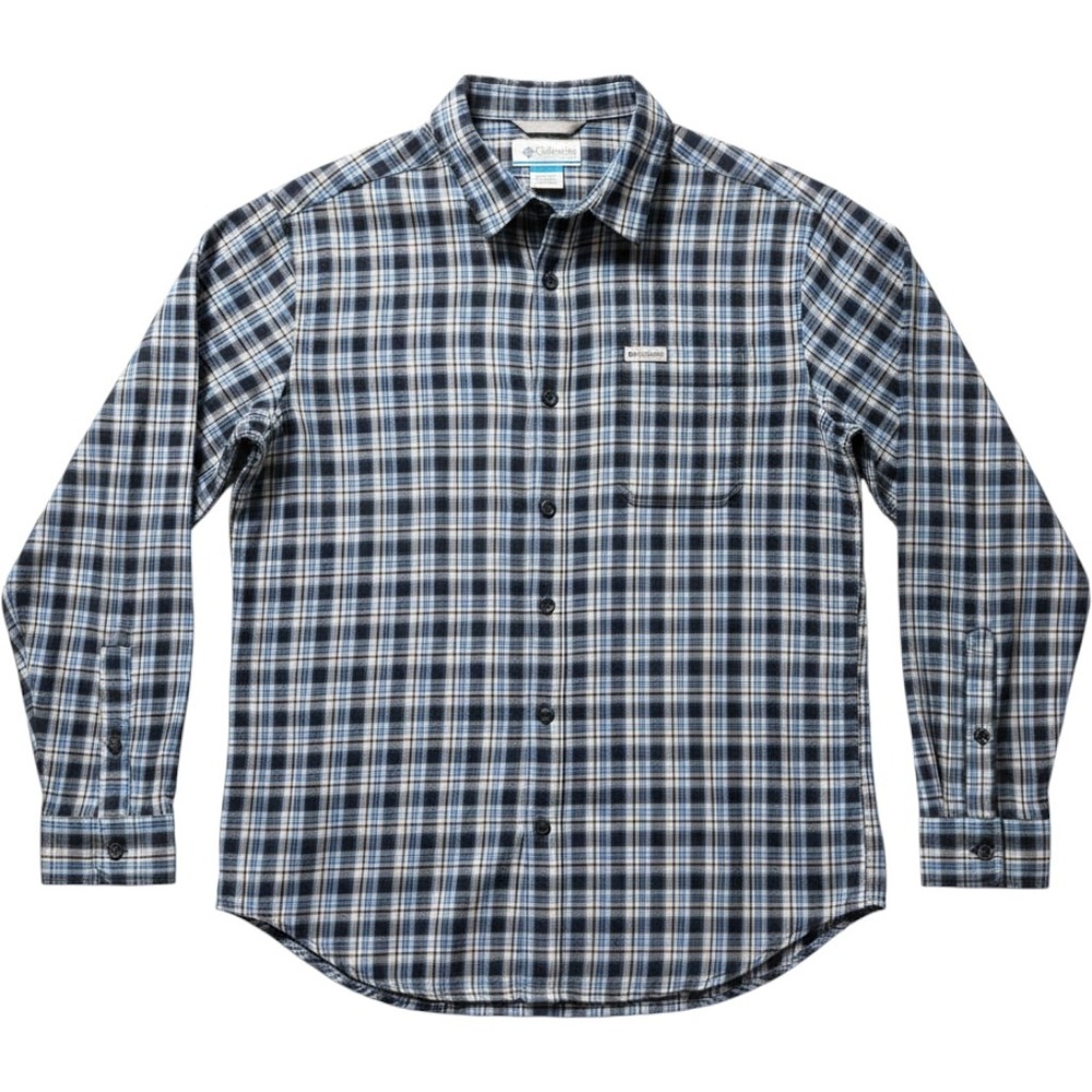 Columbia Mens Plaid Flannel Button Down Shirt Blue Gray Large